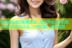 附近美女邀你甜蜜约会，速来平台名称开启心动之旅真实认证，一键匹配，告别孤单